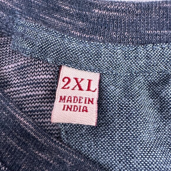 Jachs Mens Size 2XL Blue Henley Long Sleeve Shirt Cotton/Polyester Blend - Picture 3 of 6